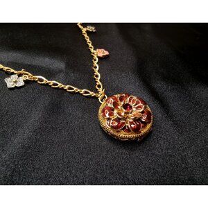 Vintage JOAN RIVERS Signed Gold-Tone Flower Locket Necklace